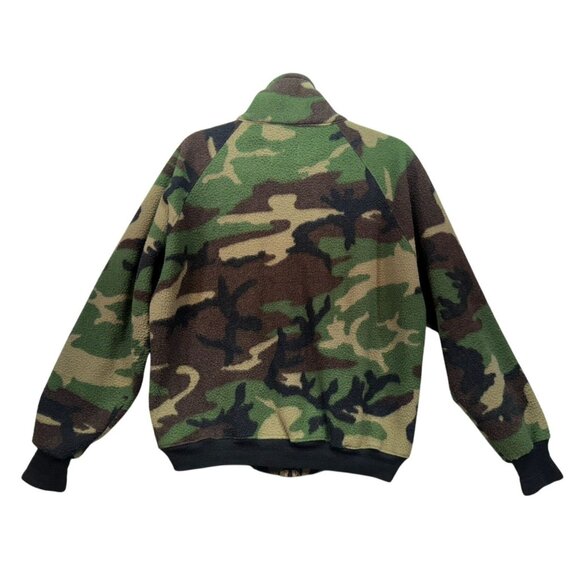 Vintage Saftbak Camo Fleece Jacket Mens S/M Green Brown - Picture 16 of 16